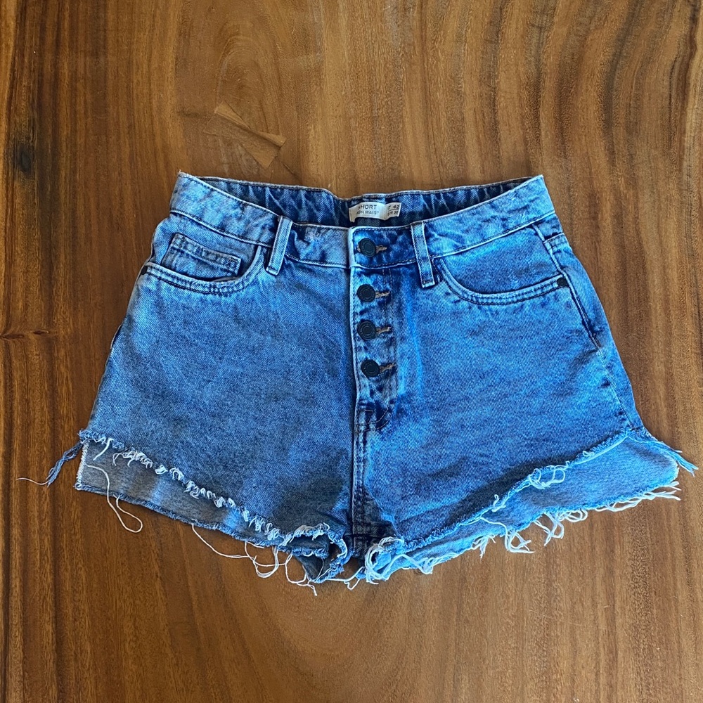 Stylish Blue Button-Fly Jean Shorts